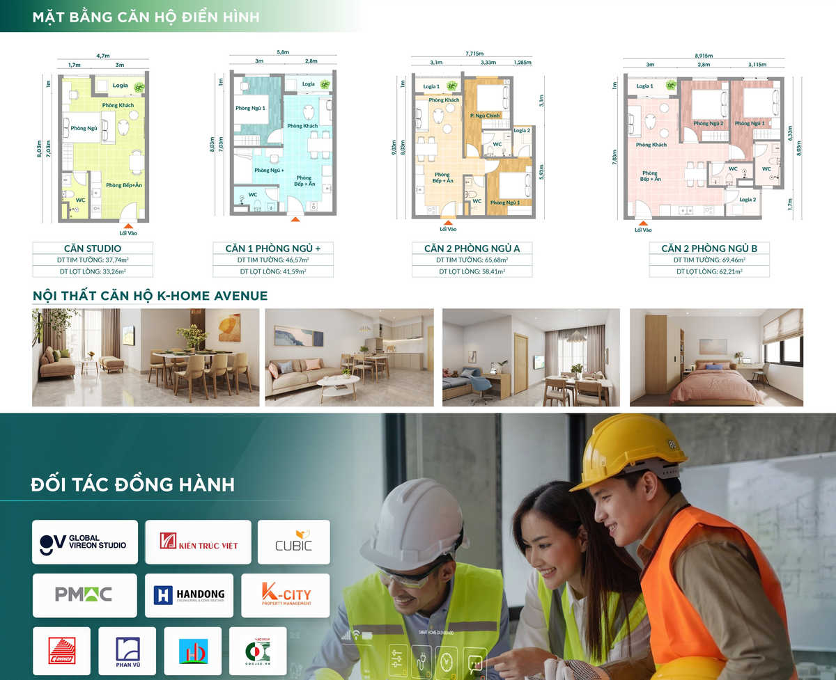 Layout thiết kế các loại hình căn hộ K Home Avenue