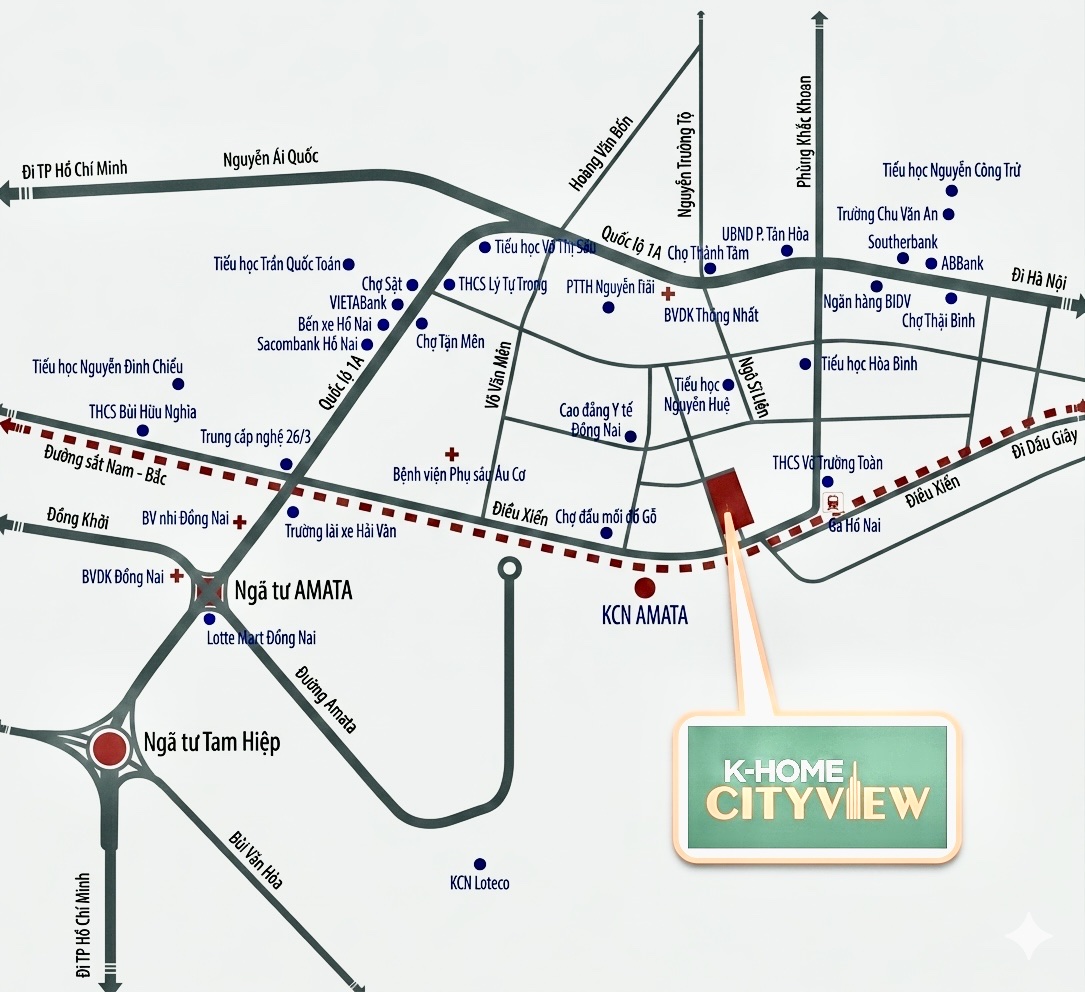 Vị trí dự án NOXH K-Home Cityview Biên Hòa